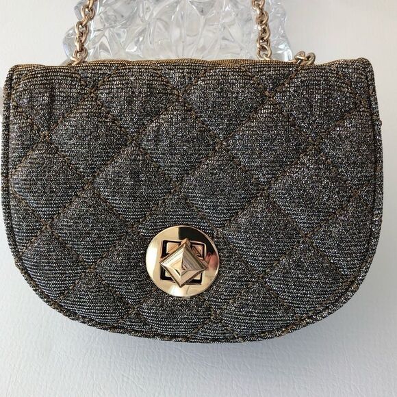 GOLD GLITTER  SHOULDER EVENING PURSE - Picture 1 of 15